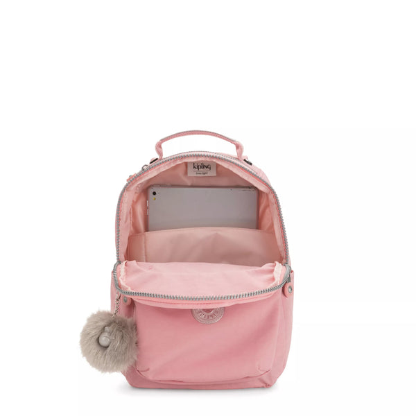 Pink Backpack Monkey SEOUL S | Small backpack with tablet protection | Kipling Bridal Rose