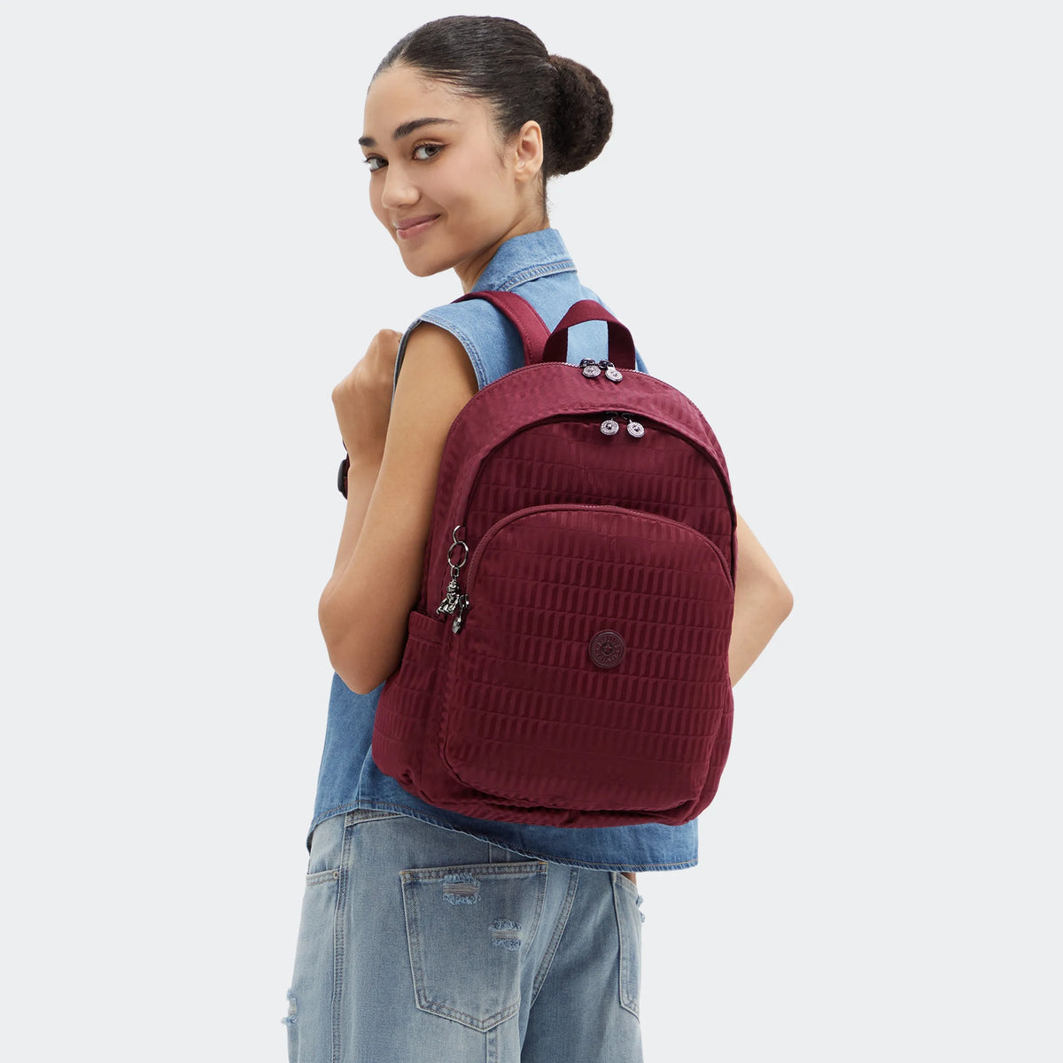 DELIA M Maroon Tile Jacquard - 2