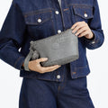 NAOMI POUCH M Grey Snake Met - 2